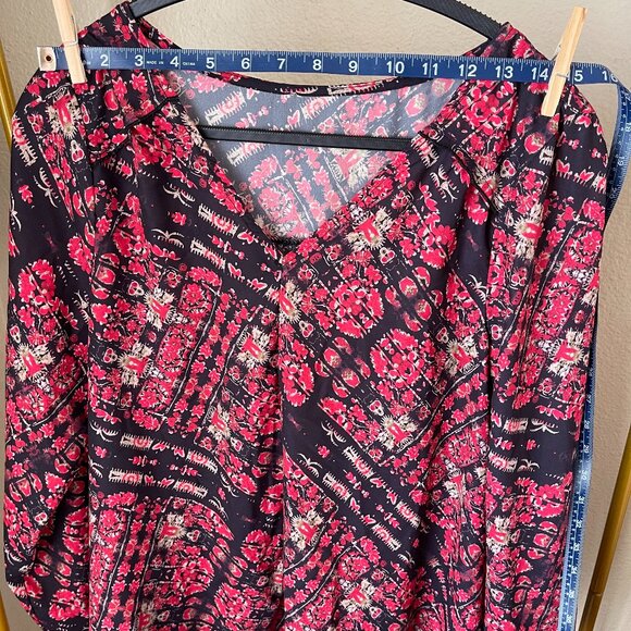 Silk Boho Red Black Gold Floaty Top Statement Festival Piece - Picture 6 of 13